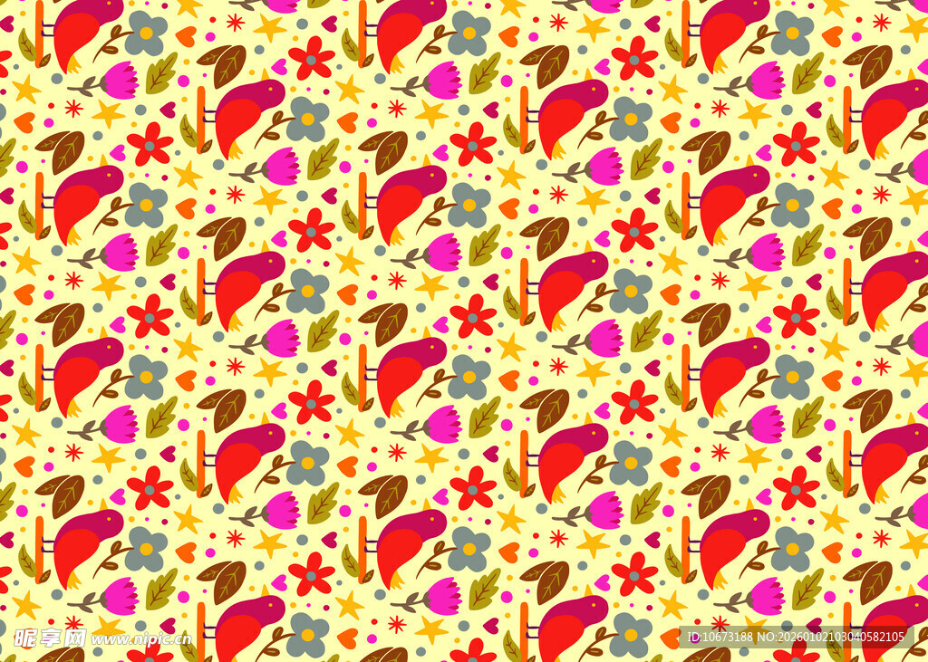 多彩圣诞元素无缝图案