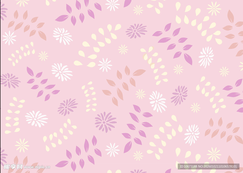 粉色花卉叶子图案背景