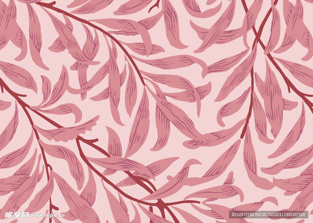 粉色叶片图案纹理背景
