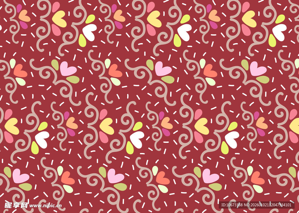 红色花卉藤蔓图案背景