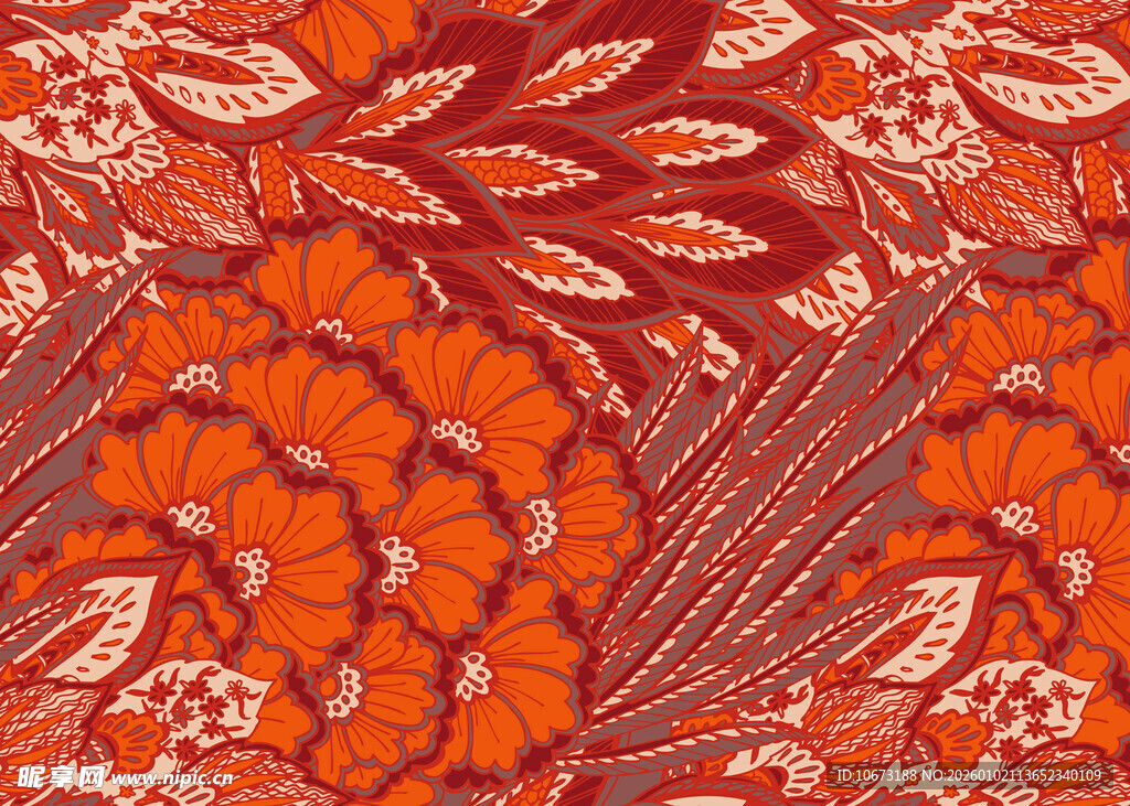 橙红色花卉纹理图案