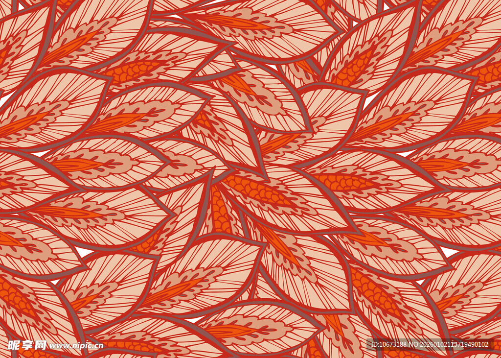 橙红色叶脉纹理图案
