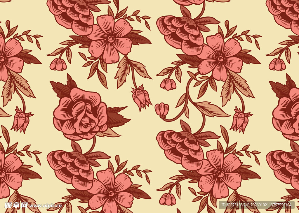 复古花卉图案背景