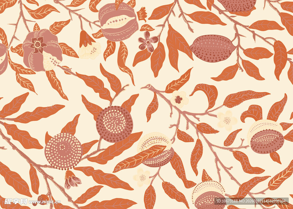 复古风花卉枝叶图案