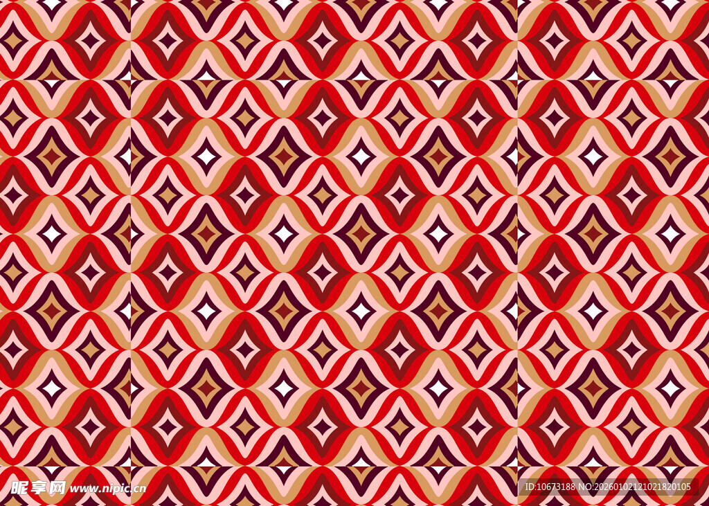 红色几何图案民族风织物