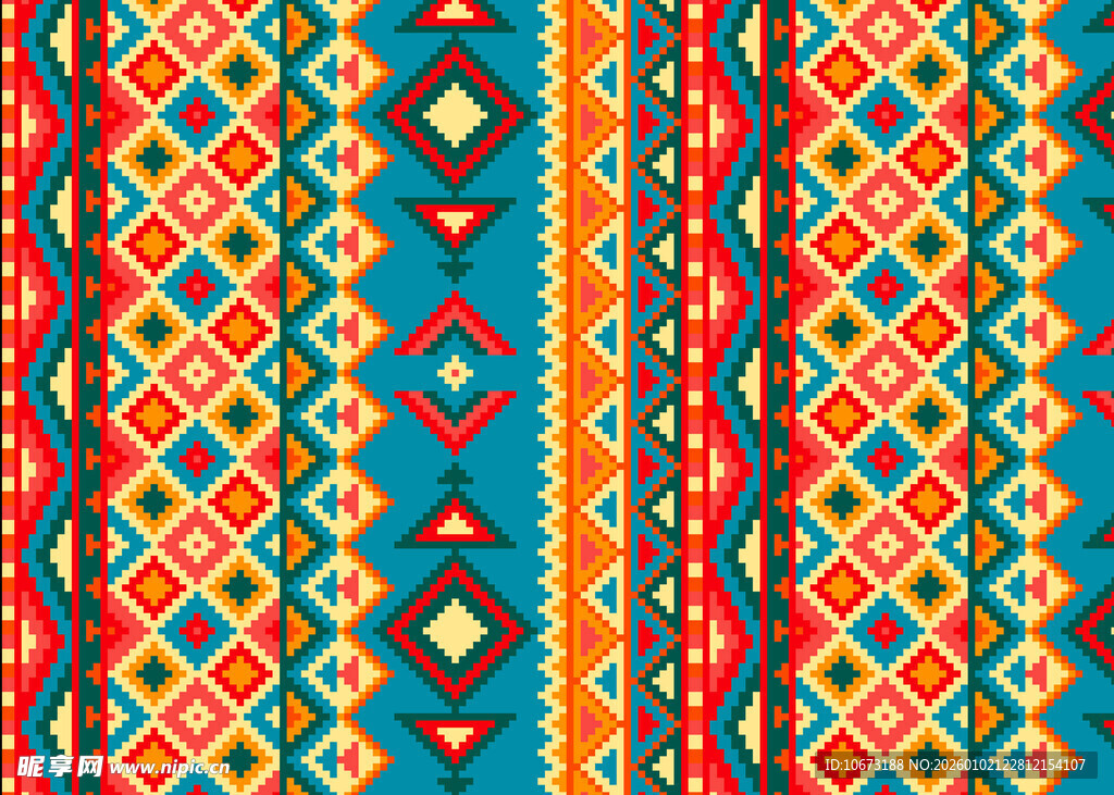 多彩几何民族风图案