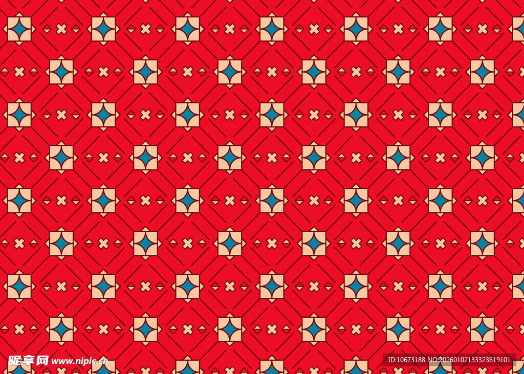 红色花卉图案背景纹理