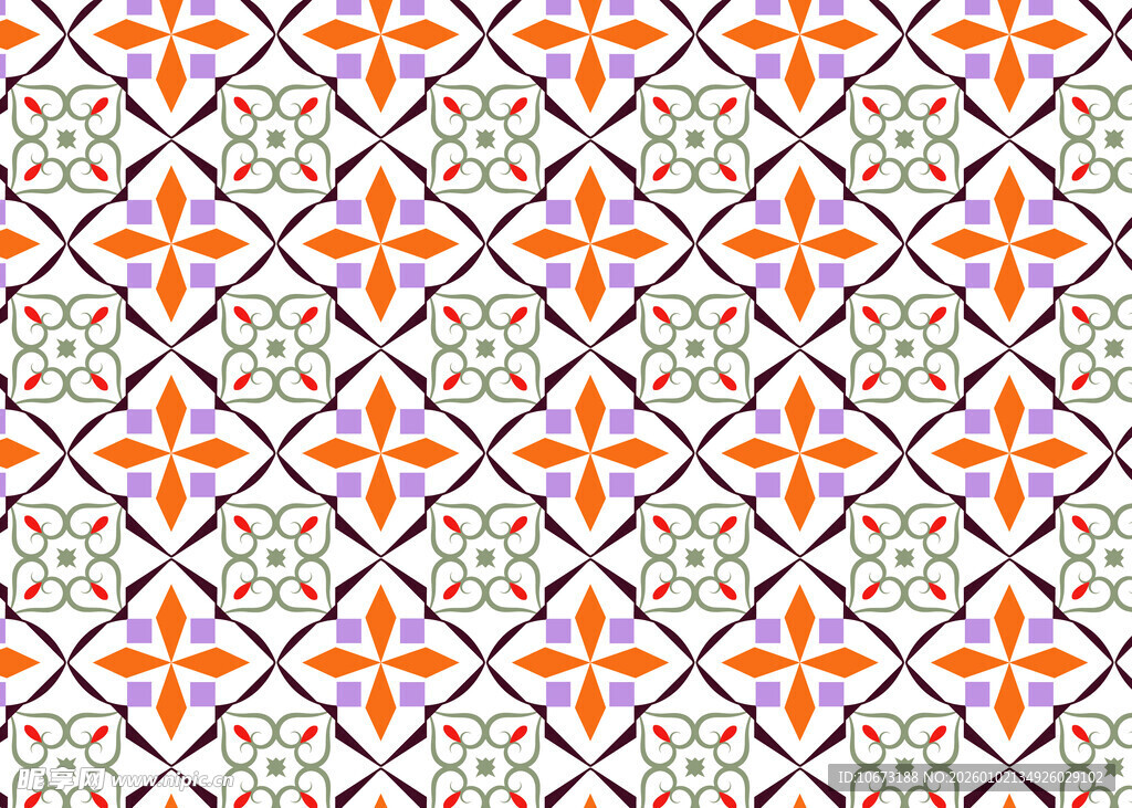 几何图案橙色花纹背景图