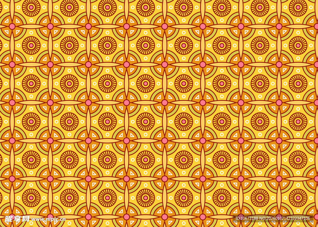 复古几何圆形花纹图案