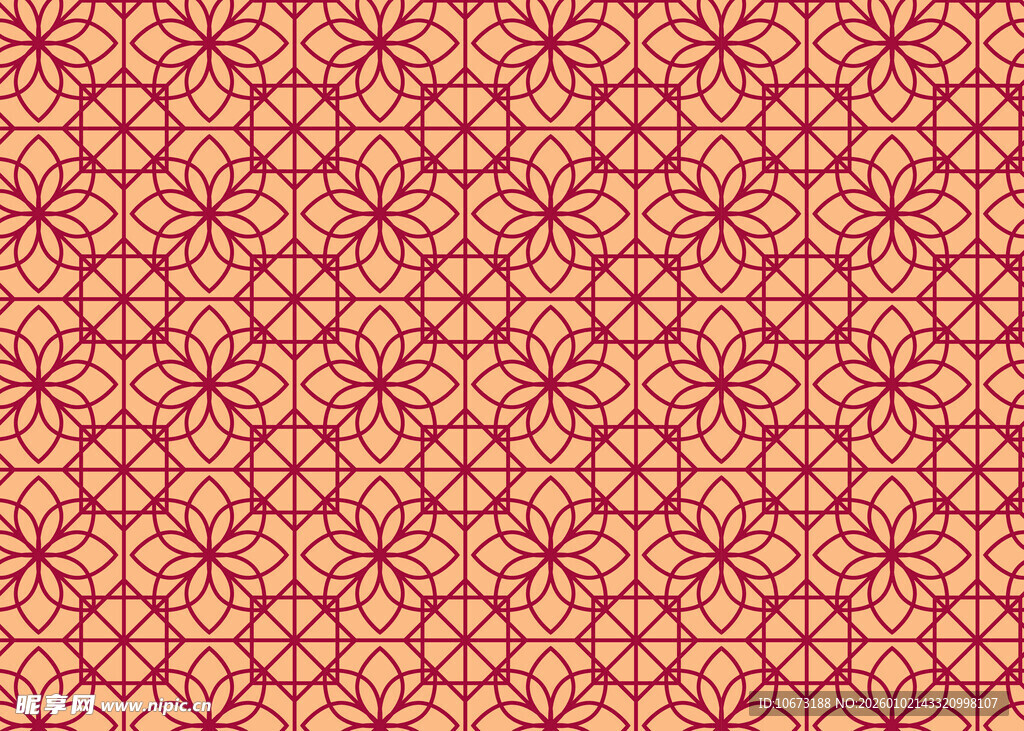 复古红橙几何花纹图案