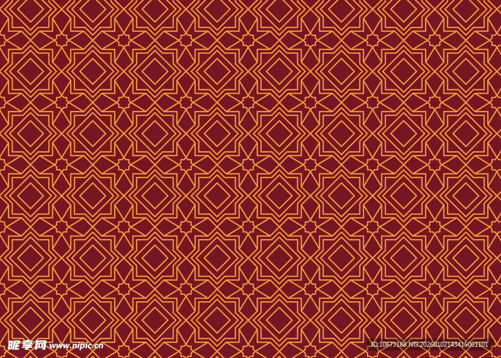复古红色几何花纹图案