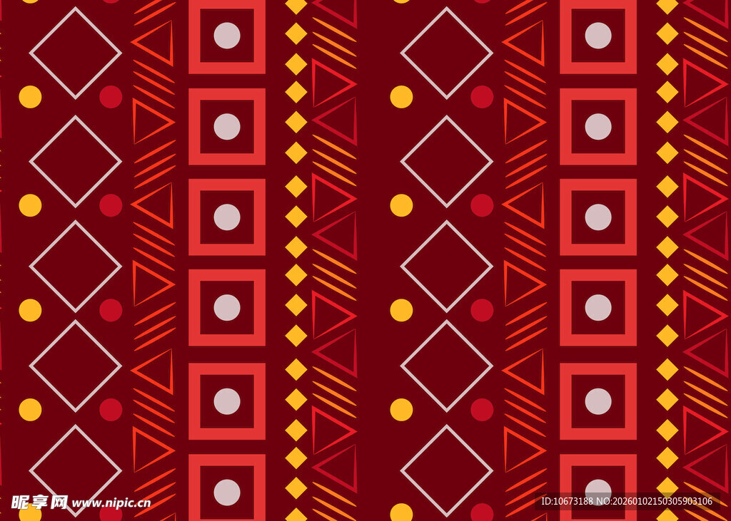 红色几何图案民族风纹理