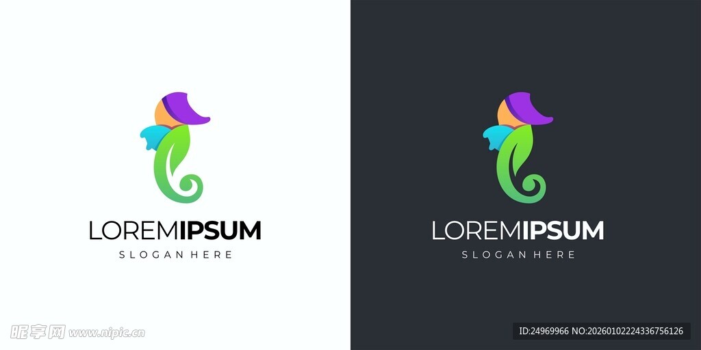 多彩海马标志设计