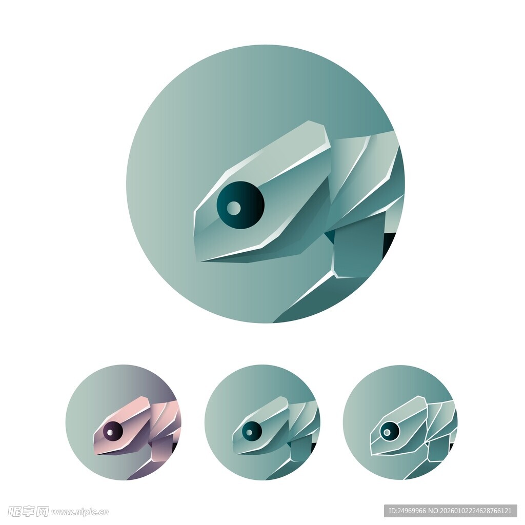 多彩几何风变色龙图标集