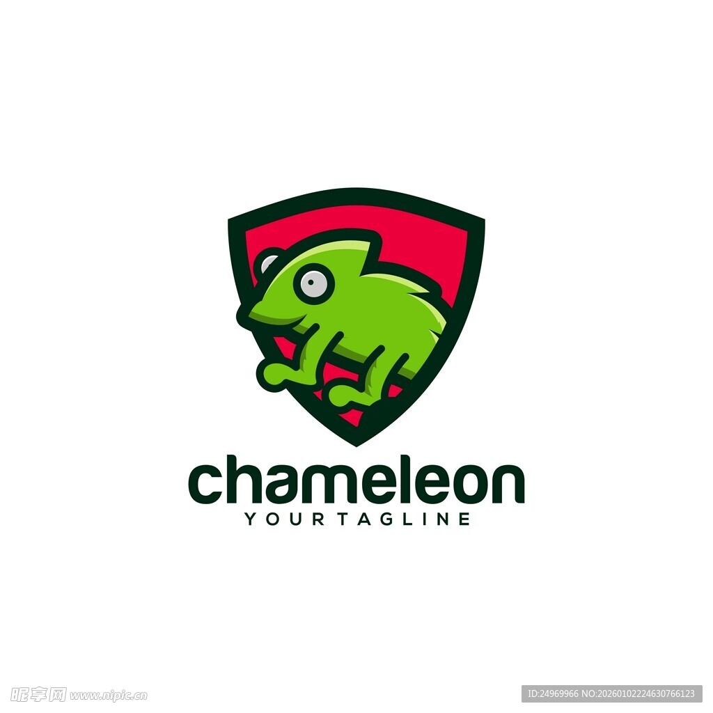 变色龙主题盾牌标志设计