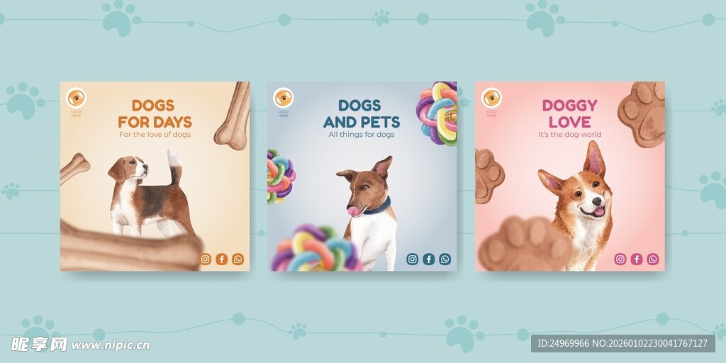 可爱宠物插画图案设计