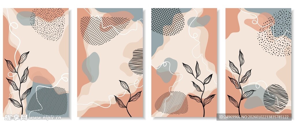 简约植物装饰画图案设计