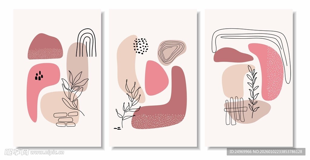 抽象几何装饰画三幅组图