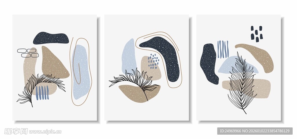 抽象几何装饰画三联组图