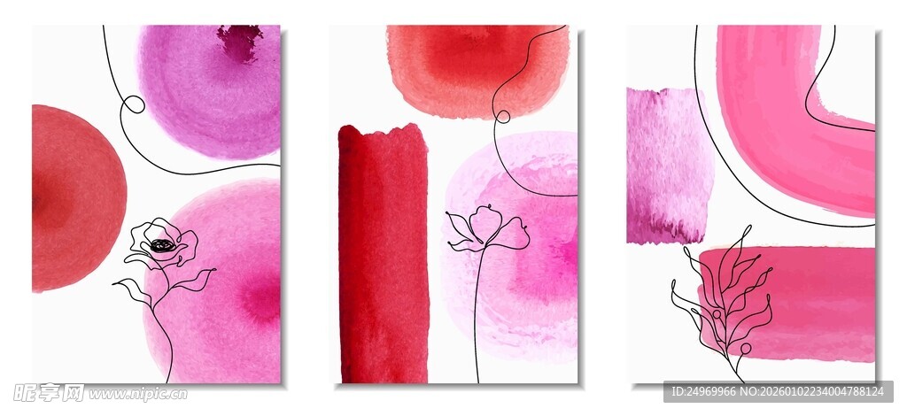 抽象水彩几何图案组合