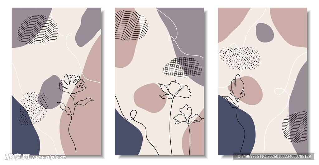 抽象几何花卉装饰画