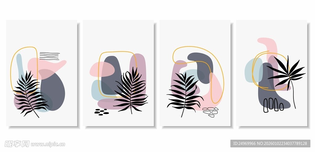 抽象动物与植物装饰画