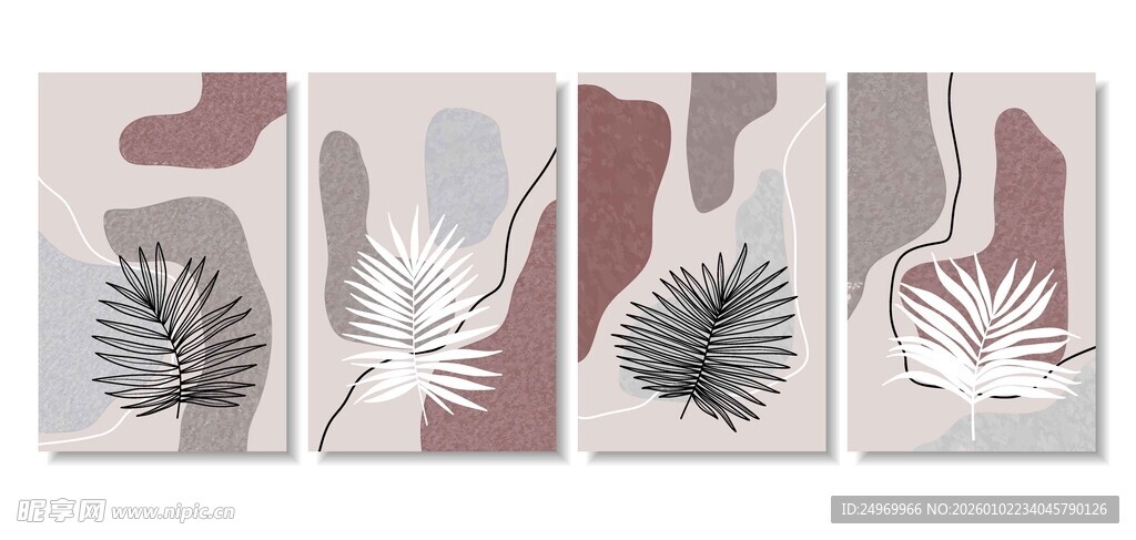 简约植物装饰画组合