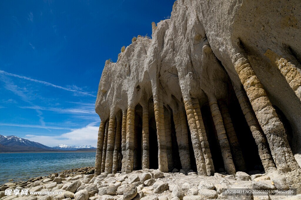 海边奇特柱状岩石景观