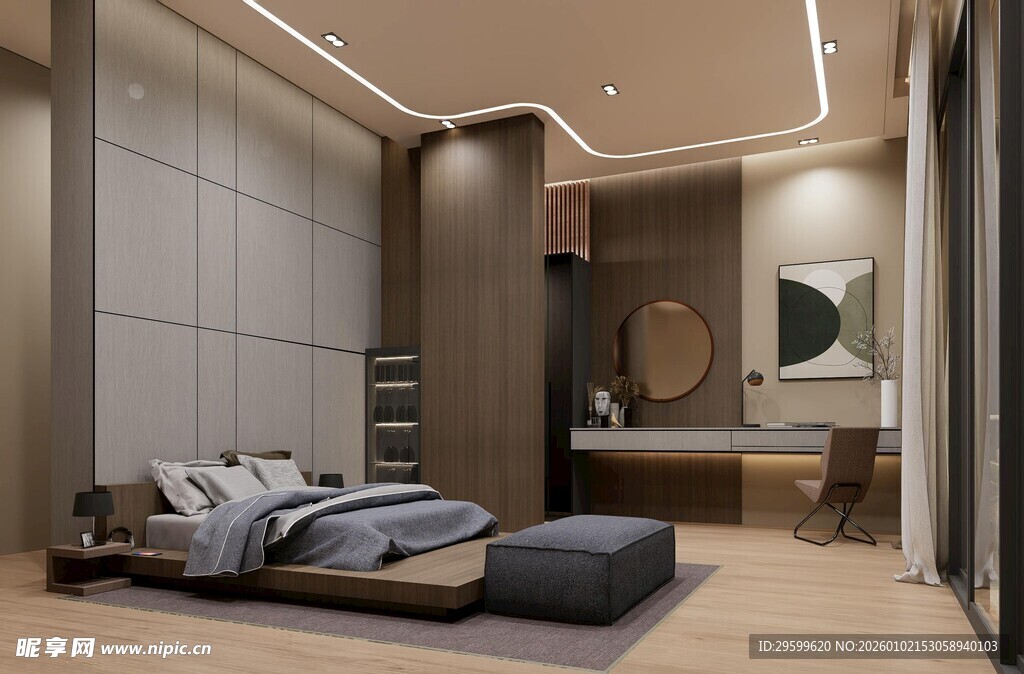 现代简约风格的舒适卧室