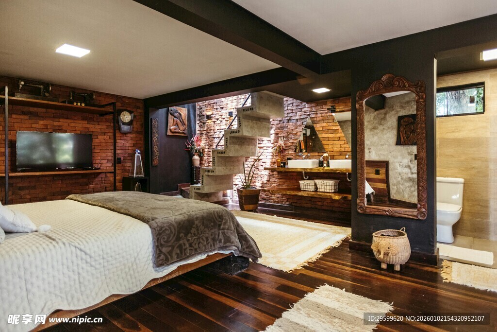 现代温馨卧室室内场景