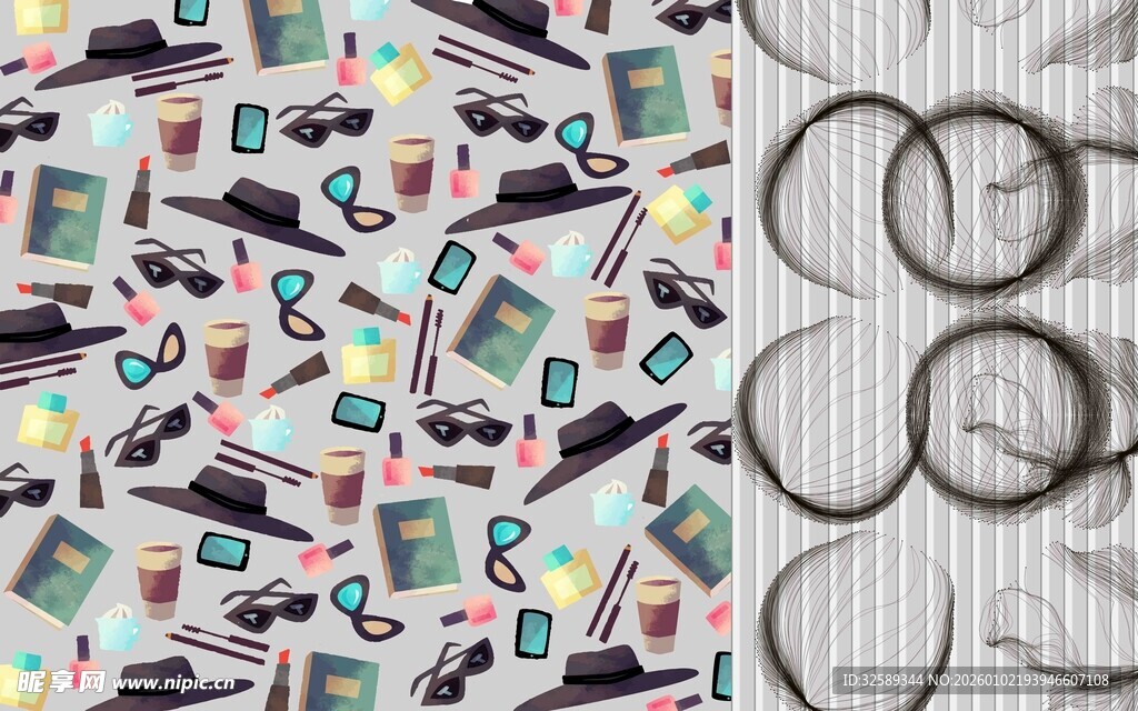 多彩图案与数字8组合