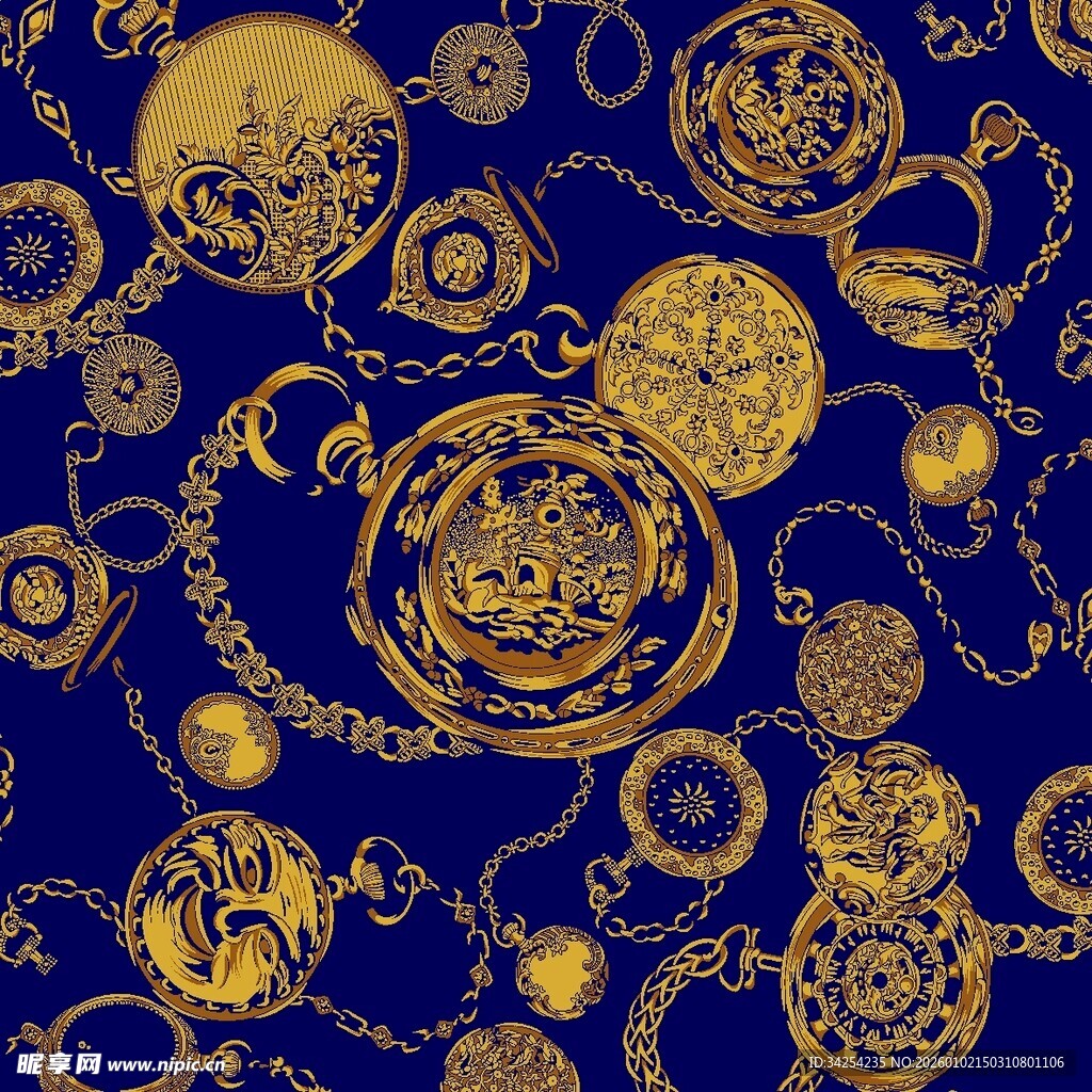 深蓝背景上的金色齿轮图案