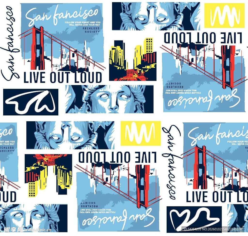 多彩潮流标语图案背景