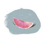 手绘粉紫色水果切片