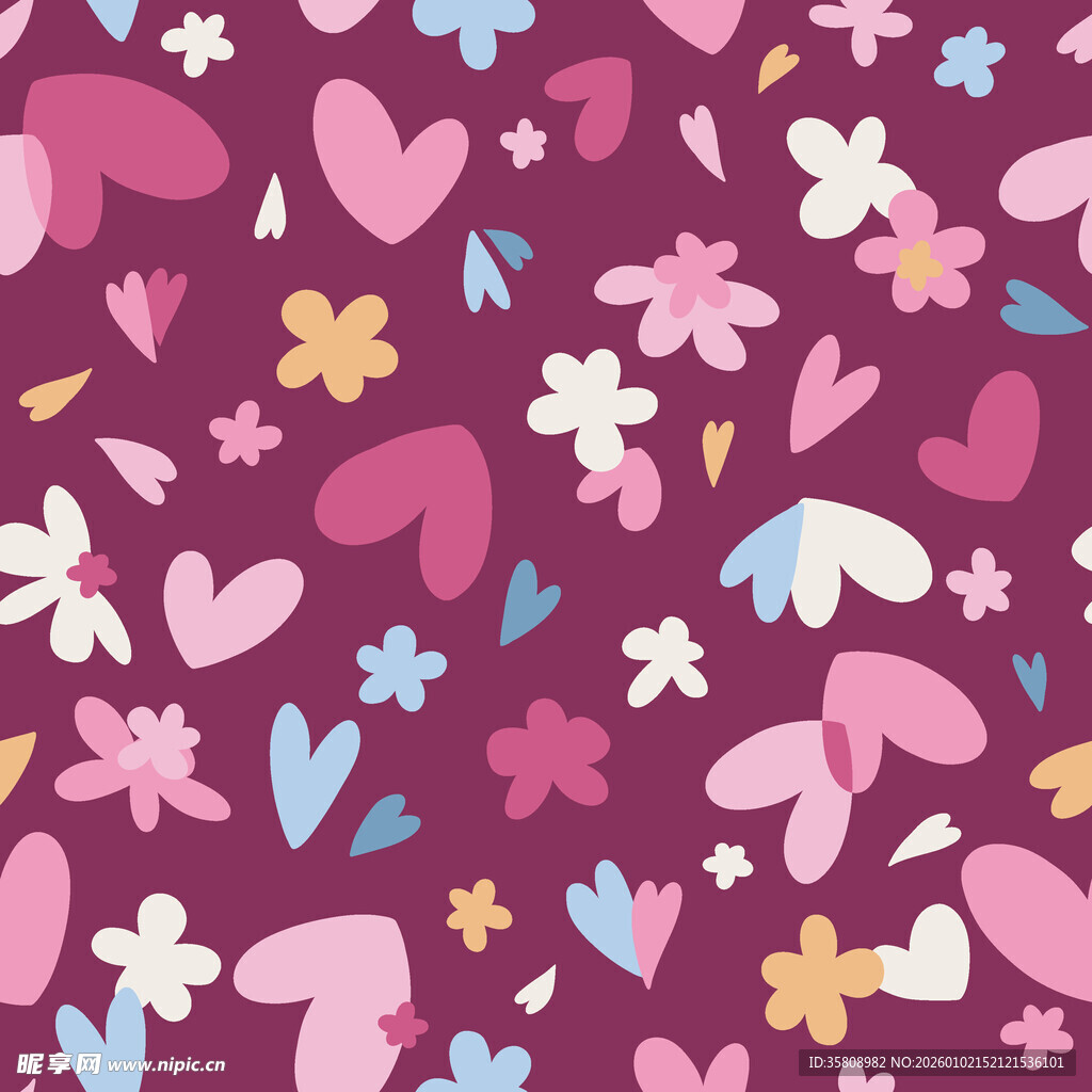 浪漫爱心花卉图案背景