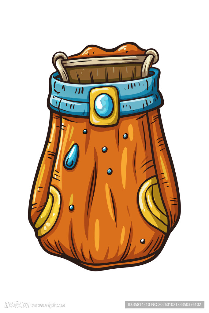 卡通风格橙色魔法小布袋