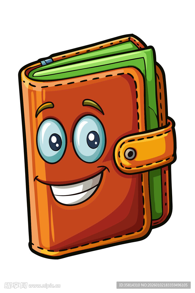 可爱笑脸钱包插画