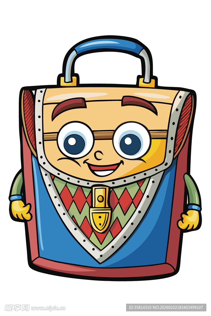 卡通风格可爱手提包形象
