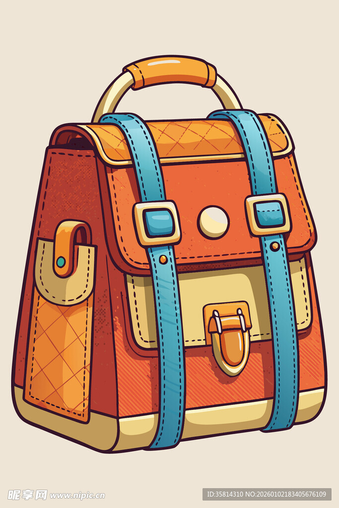 复古风手提包插画