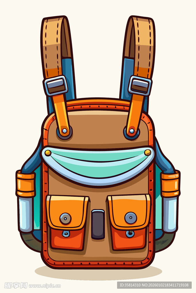 卡通风格多彩双肩背包