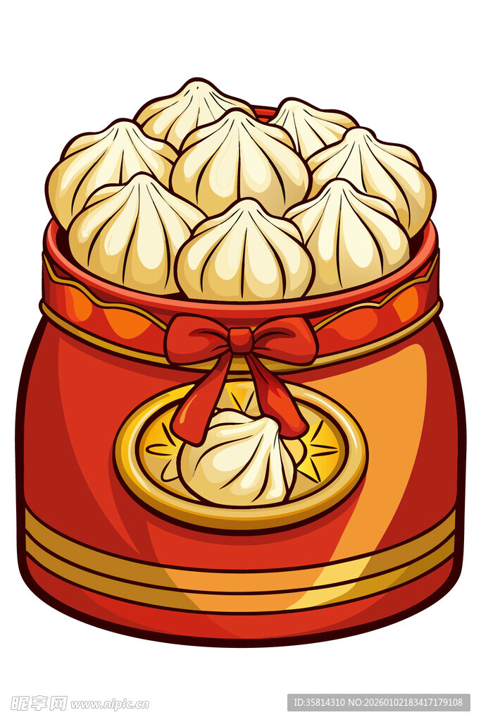 喜庆袋中装着美味包子