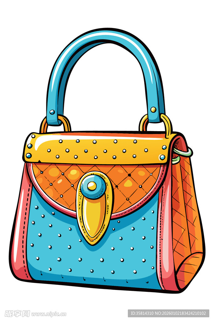 多彩时尚手提包插画