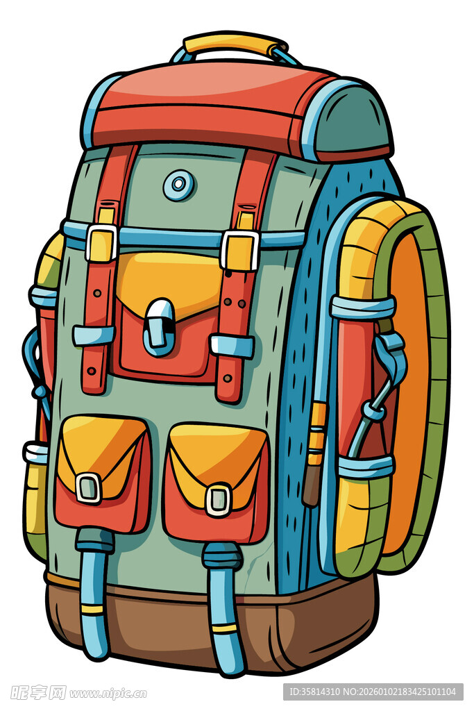 多彩卡通风格户外背包