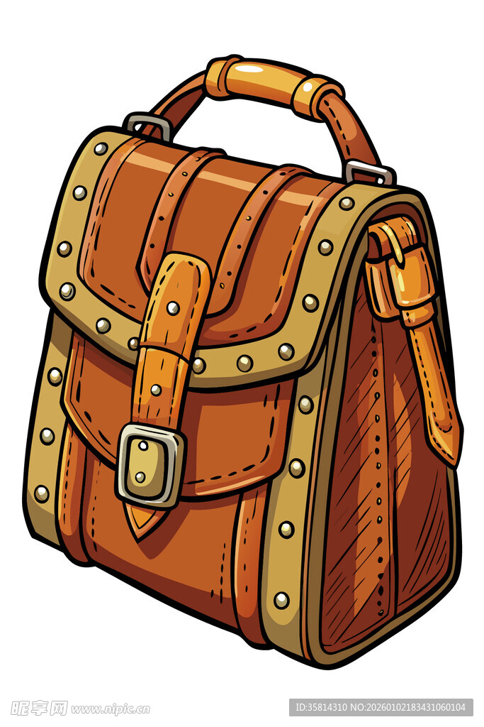复古皮质手提包插画