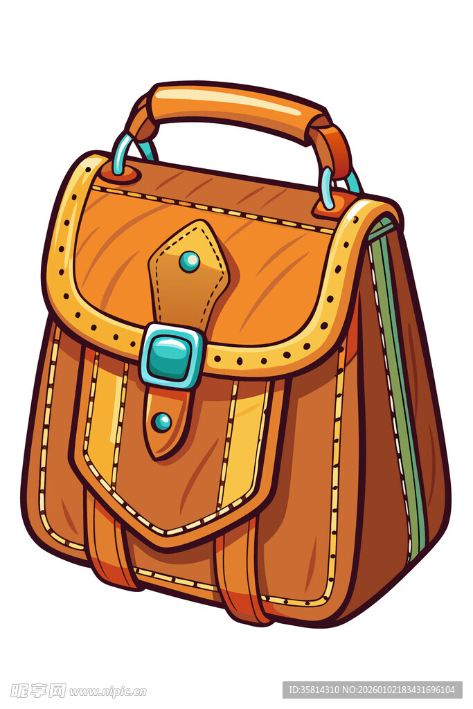 复古皮质手提包插画