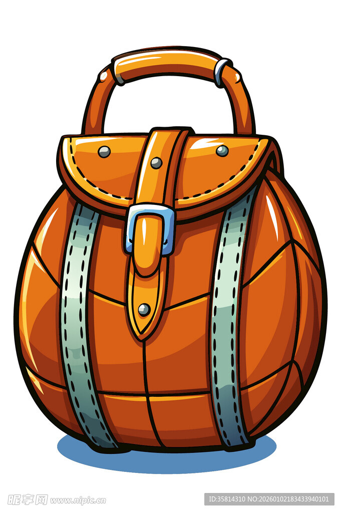 复古风格橙色手提皮包