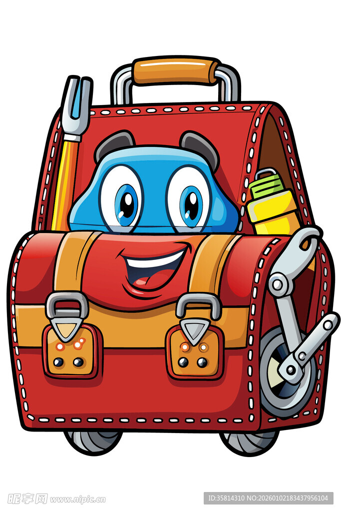 可爱工具行李箱卡通形象