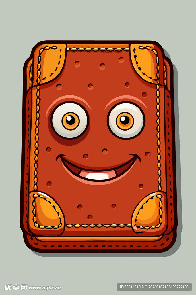 笑脸复古行李箱插画