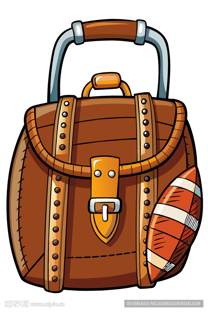 复古风运动手提包与橄榄球