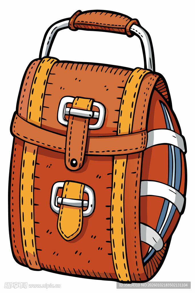 复古风皮质手提包插画